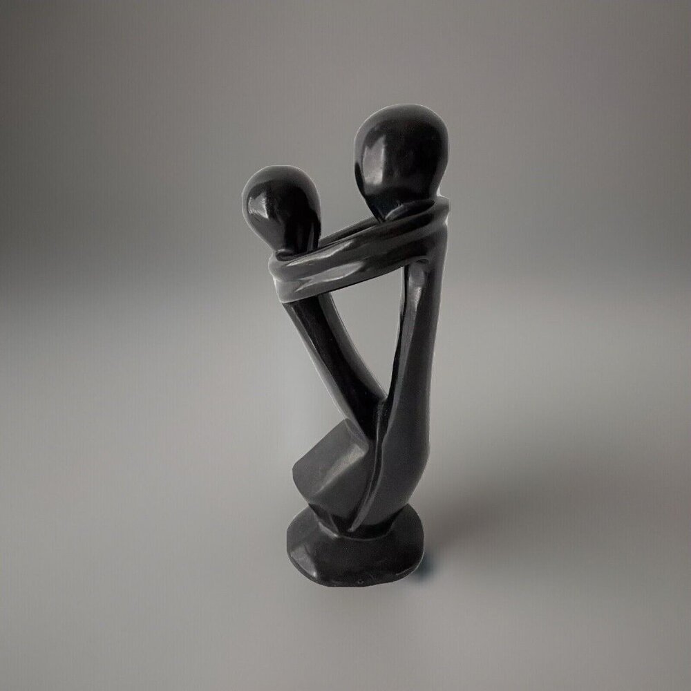 Abstract Hand Carved Kisii Soapstone Couple Figurine Art Sculpture Statue Kenya